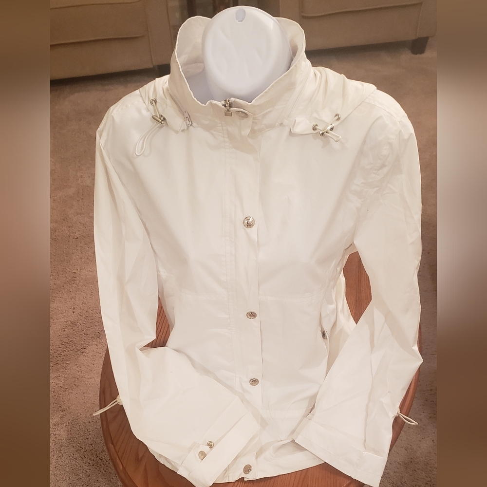 CLN Sweden white hooded windbreaker, size S - NEW